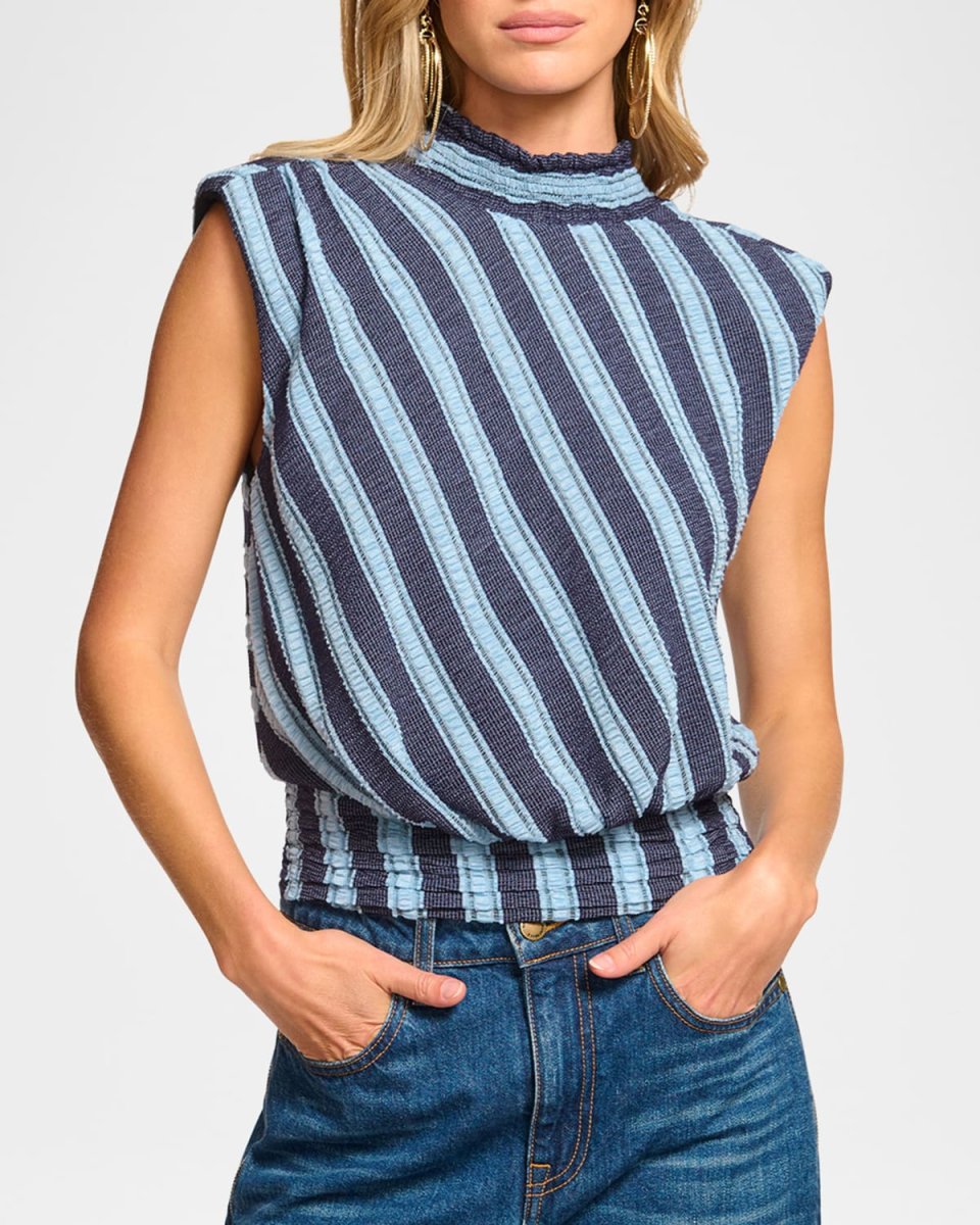 Herminia Sleeveless Mock-Neck Blous